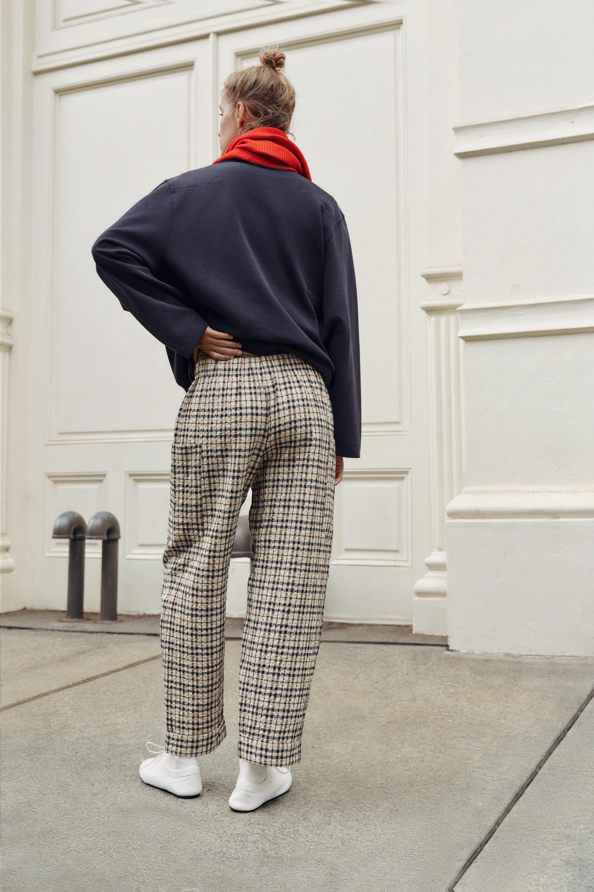 PLAID PANTS WITH ELASTIC WAISTBAND
